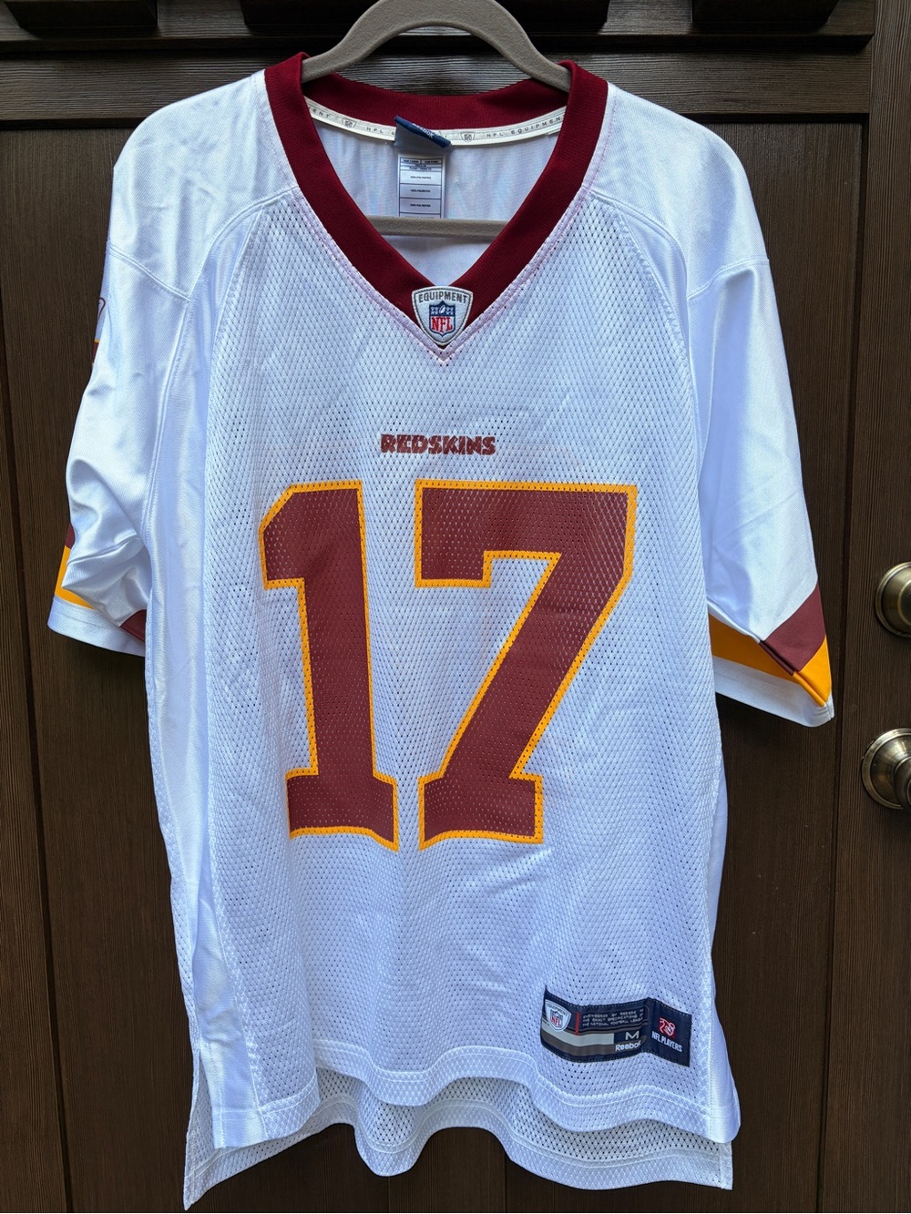 Reebok White Burgundy and Gold #17 Football Jersey
